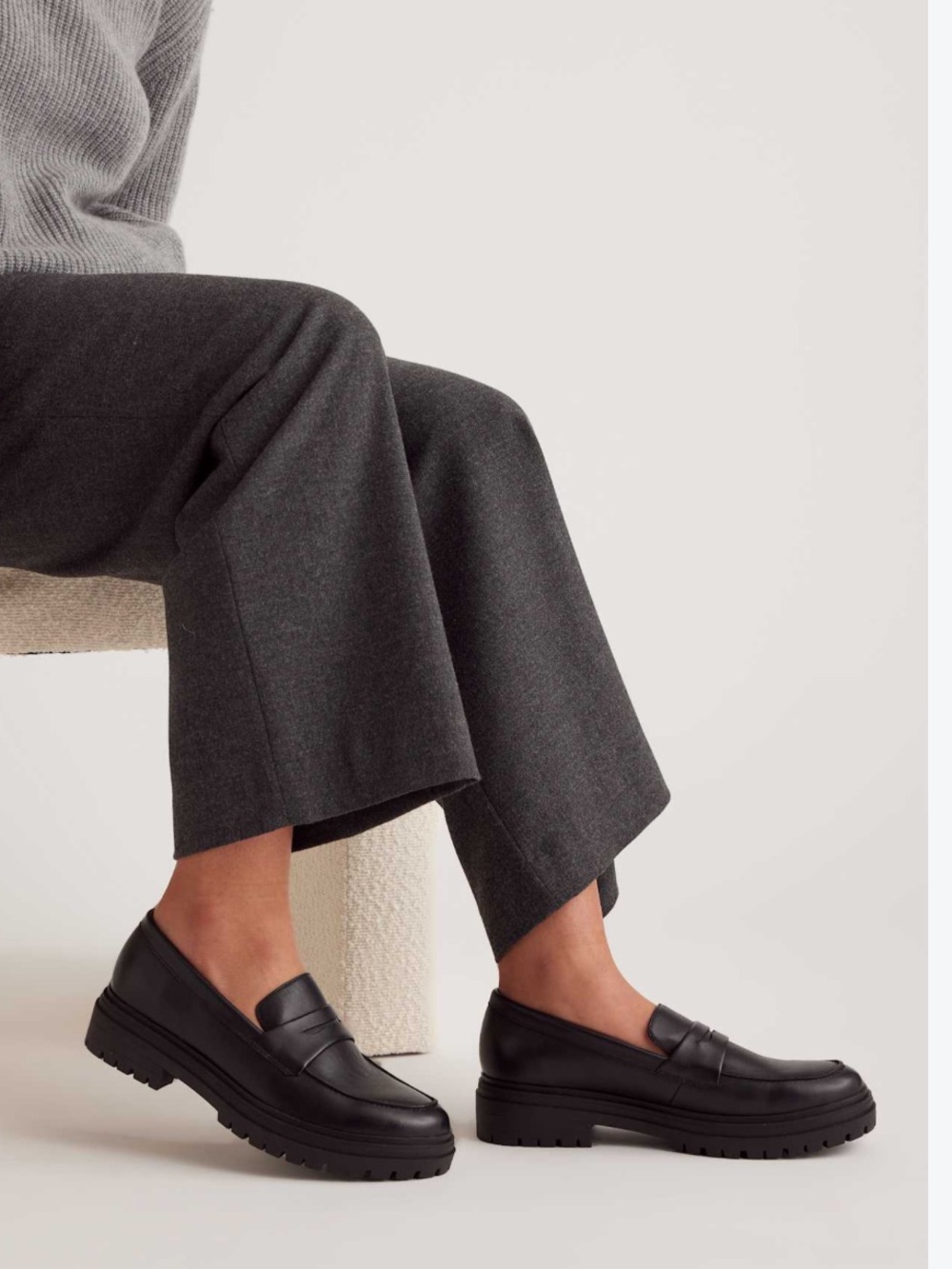 Quince Black Lug Sole Penny Loafers